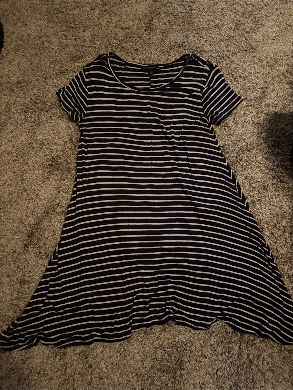 Striped Navy and White Short-Sleeve T-shirt Dress